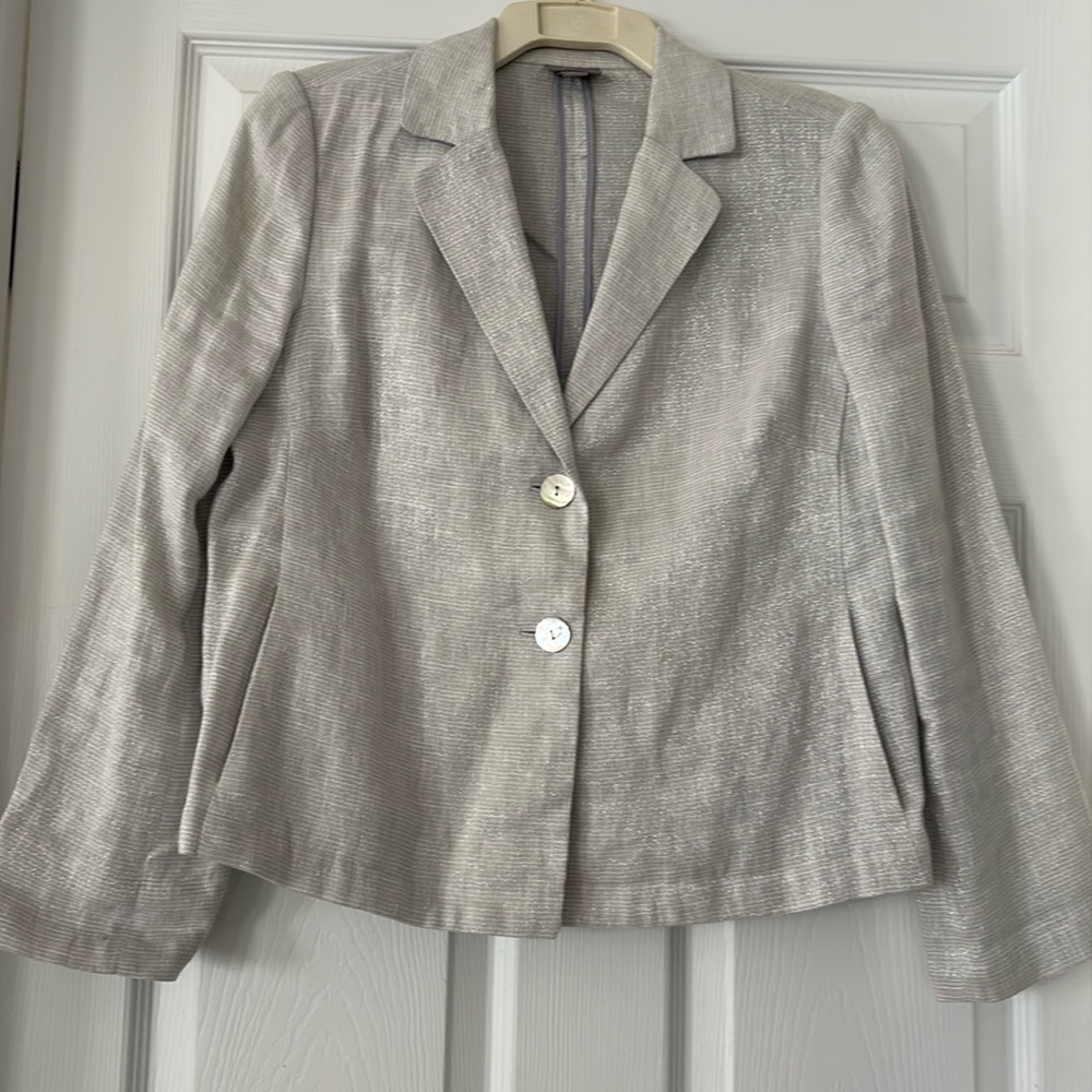 Women's Light Gray Metallic Blazer Jacket